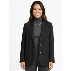 Oak + Fort Black 100% Linen Blazer Jacket XS Oversized Minimalist Capsule